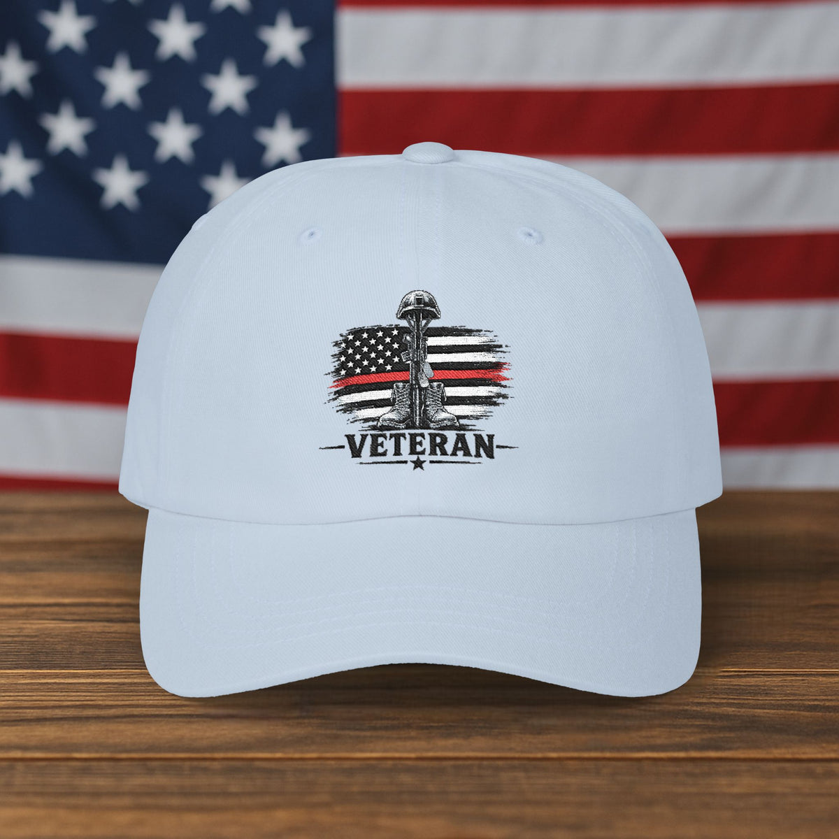 Veteran Thin Red Line Flag Dad Cap — Patriotic Classic Baseball Hat
