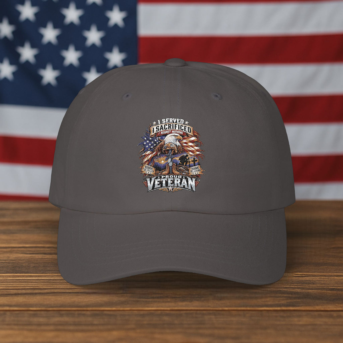 Veteran Eagle USA Flag Dad Cap — Proud Military Veteran Baseball Hat