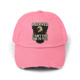 Patriotic Distressed Cap - Veteran I served I aint the one to mess with