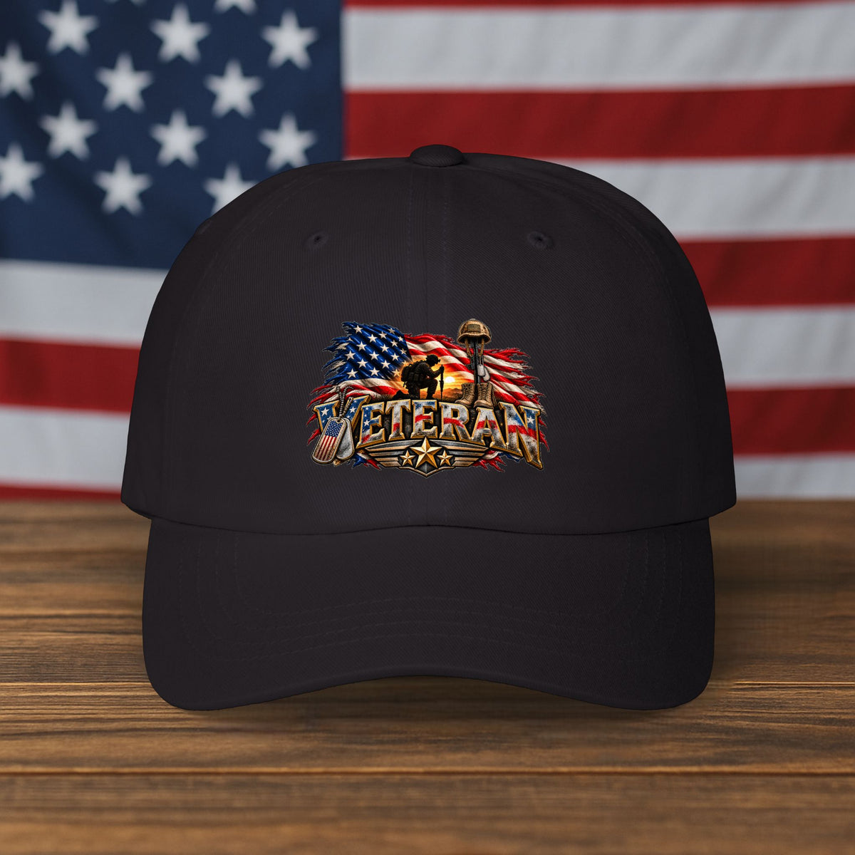 Veteran American Flag Dad Cap — Vintage Patriotic Military Baseball Hat