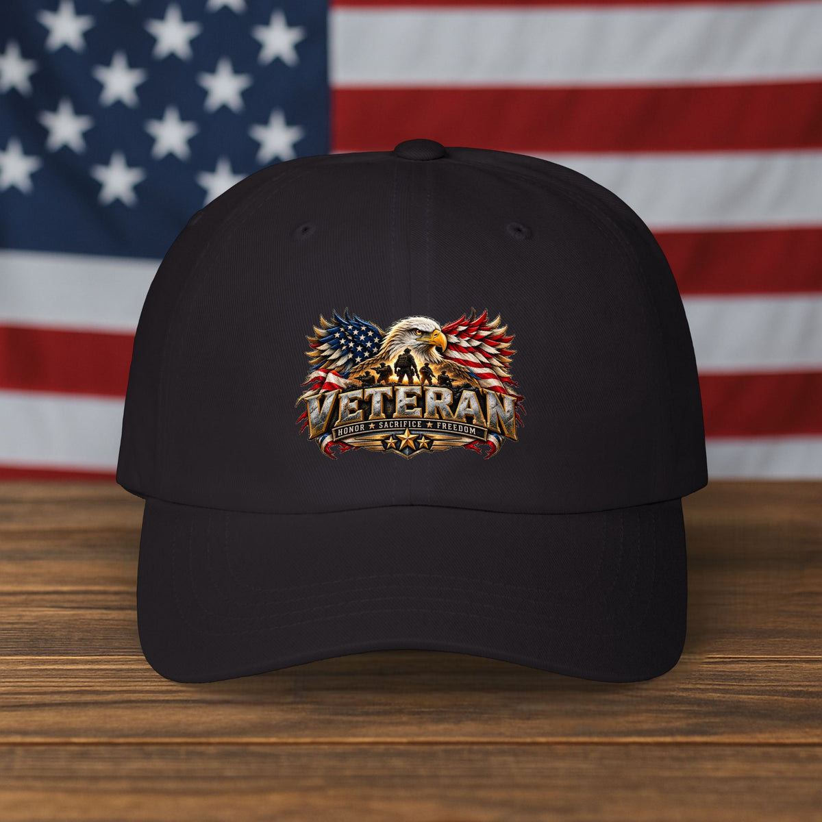 Veteran Eagle Dad Cap — Patriotic American Flag Baseball Hat