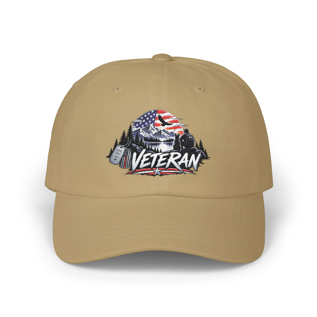 Veteran Dad Cap – American Flag Mountain Patch Hat