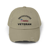 Distressed Veteran Cap - Unisex, Adjustable Baseball Hat, Gift for Veterans, Casual Everyday Wear, Patriotic Style