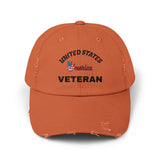Distressed Veteran Cap - Unisex, Adjustable Baseball Hat, Gift for Veterans, Casual Everyday Wear, Patriotic Style