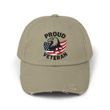 Proud Veteran Unisex Distressed Cap, Patriotic Hat for Veterans, Casual Adjustable Cap, Gifts for Military Families, Distressed Baseball Cap
