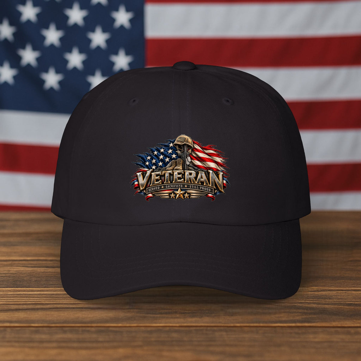 Veteran Eagle Dad Cap — Embroidered American Flag Patriotic Hat