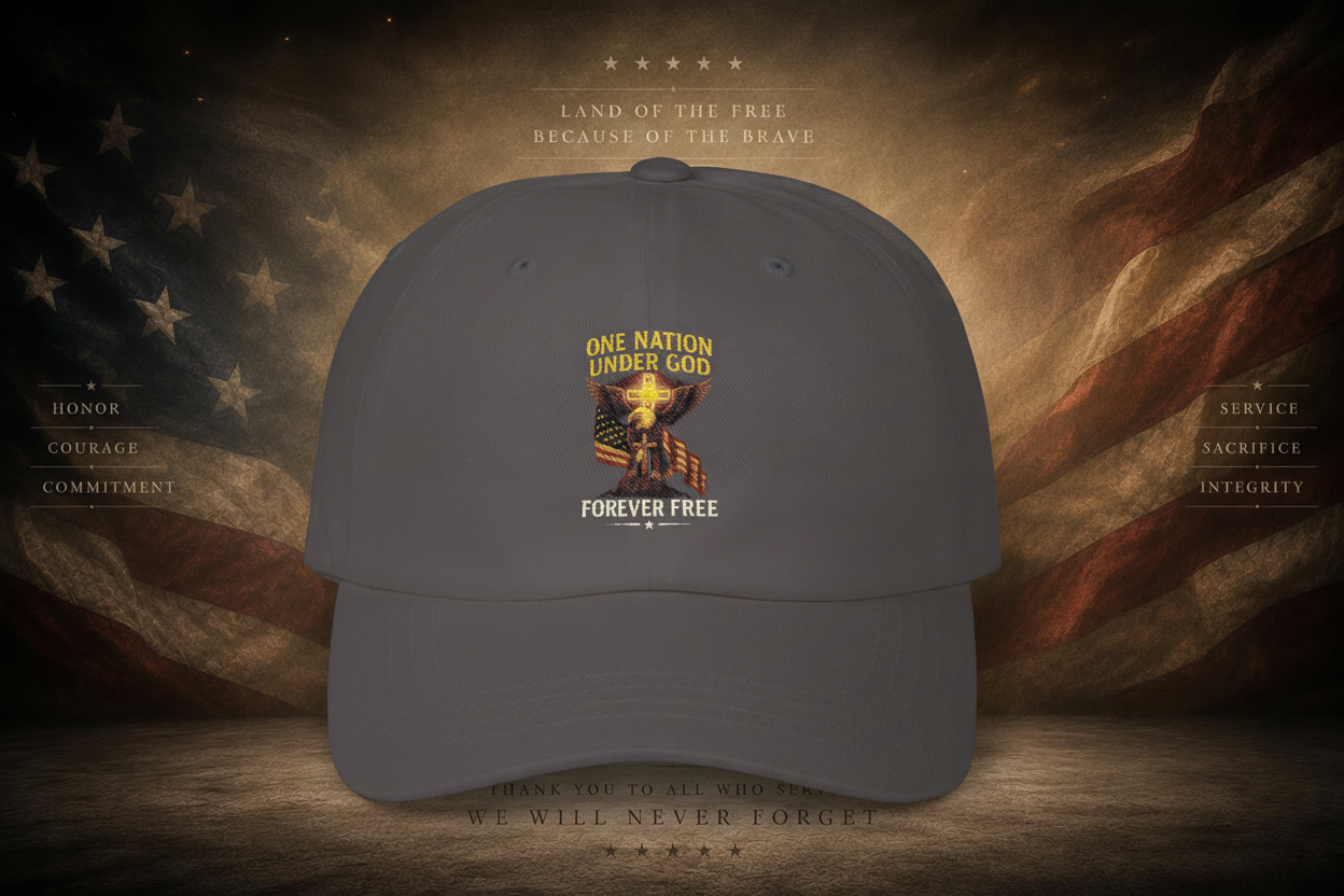 Dad Cap Vintage Sunset Eagle - Patriotic Veteran Mockup