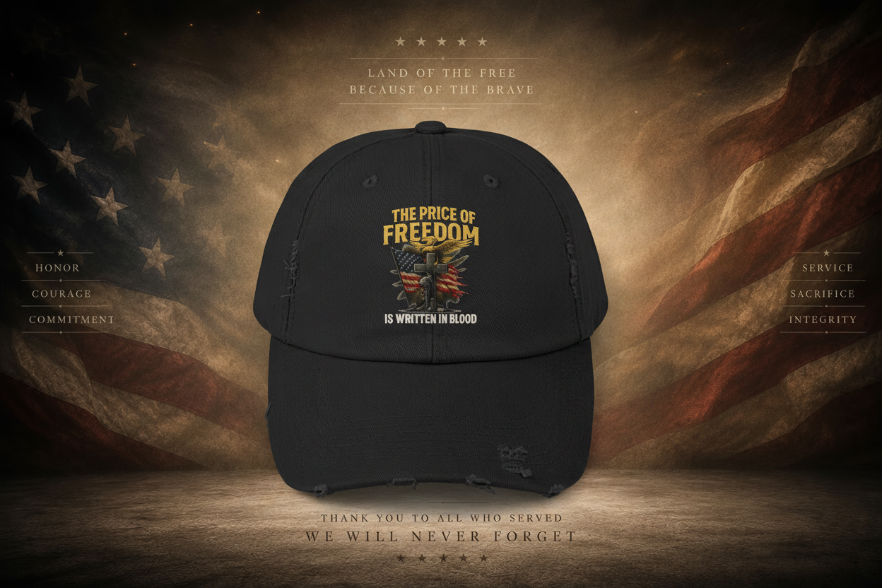 Price of Freedom Patriotic Baseball Hat - Veteran Mockup