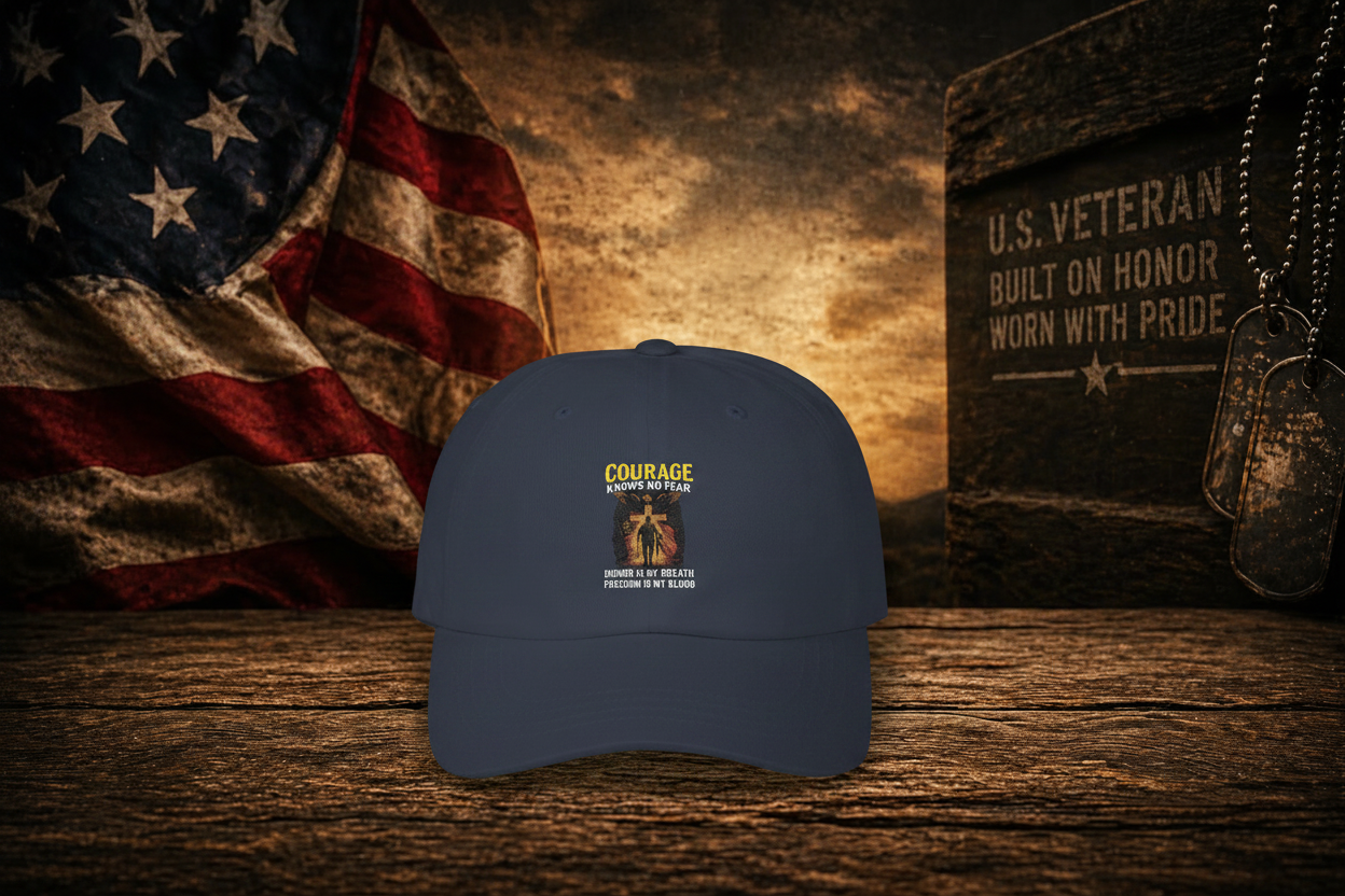 Courage Embroidered Baseball Hat - Patriotic Veteran Mockup